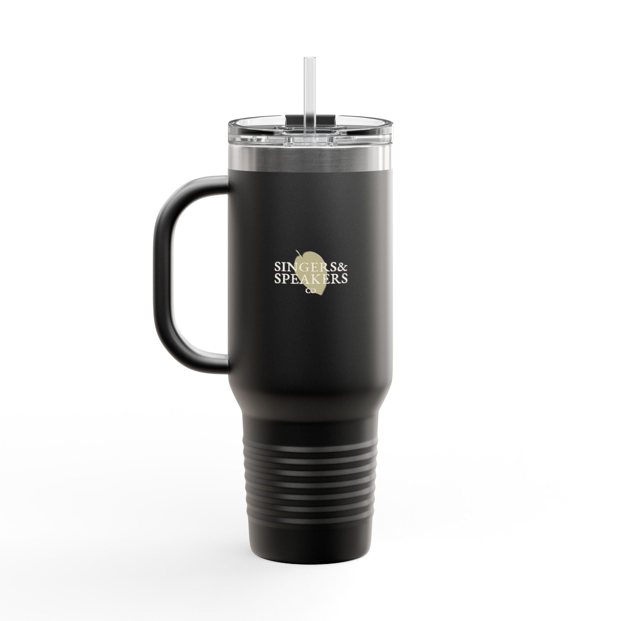 40oz Insulated Travel Mug — 'Singers & Speakers' Logo Stainless Steel Tumbler with Straw & Handle