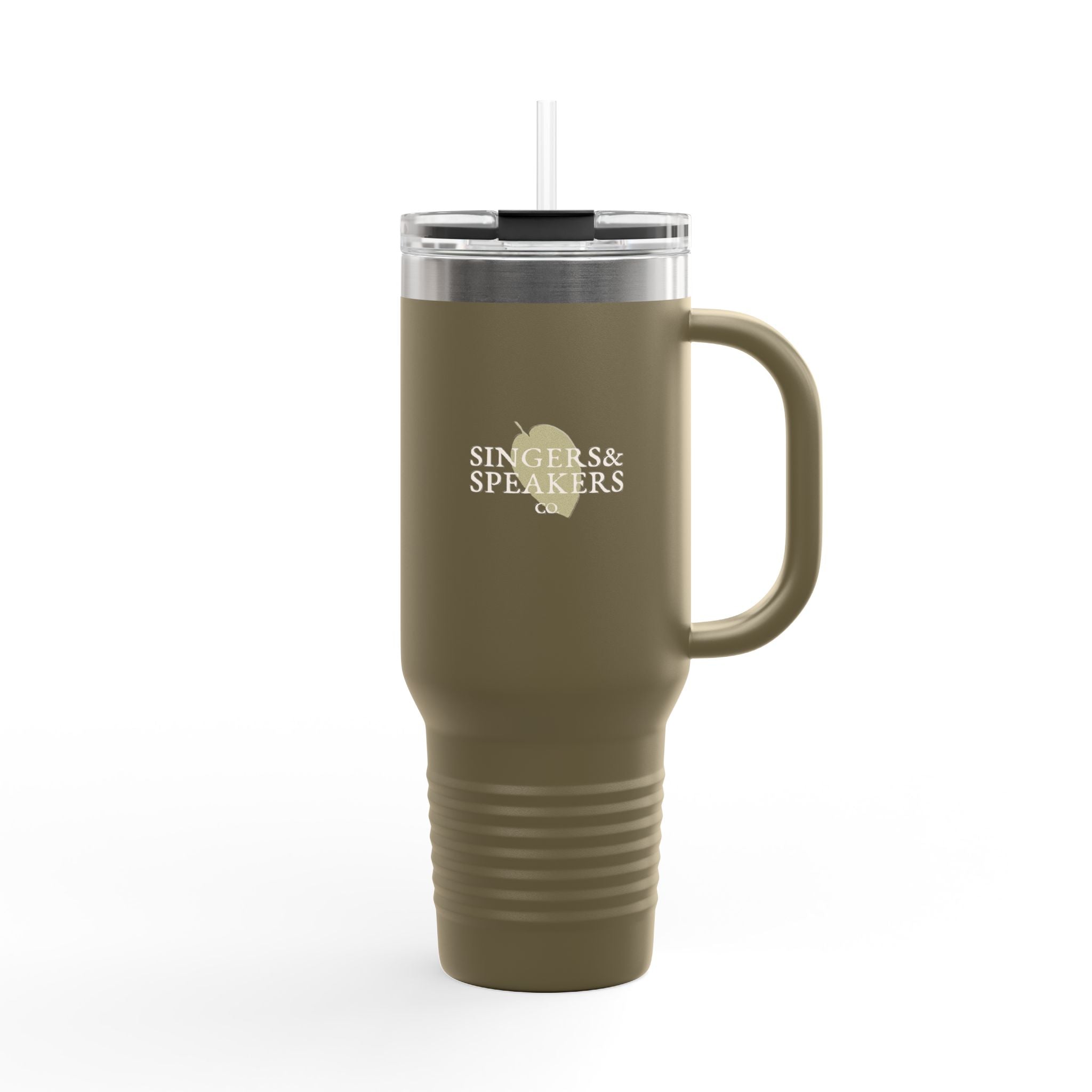 40oz Insulated Travel Mug — 'Singers & Speakers' Logo Stainless Steel Tumbler with Straw & Handle