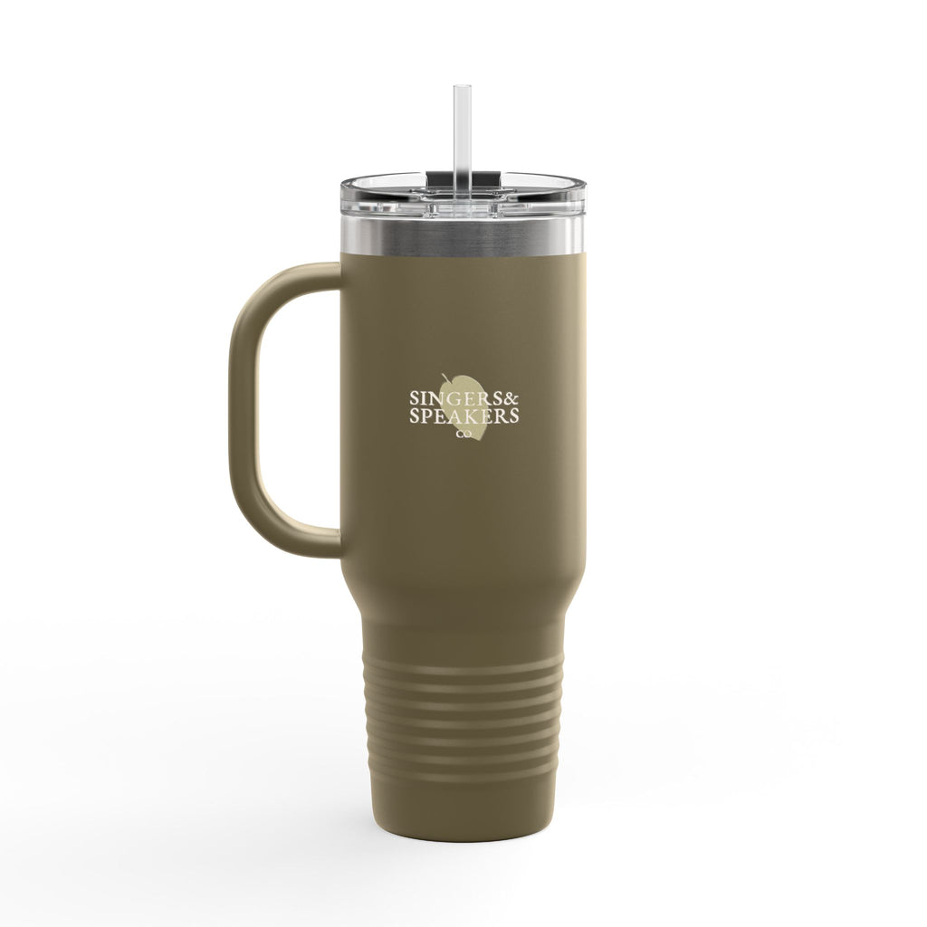 40oz Insulated Travel Mug — 'Singers & Speakers' Logo Stainless Steel Tumbler with Straw & Handle