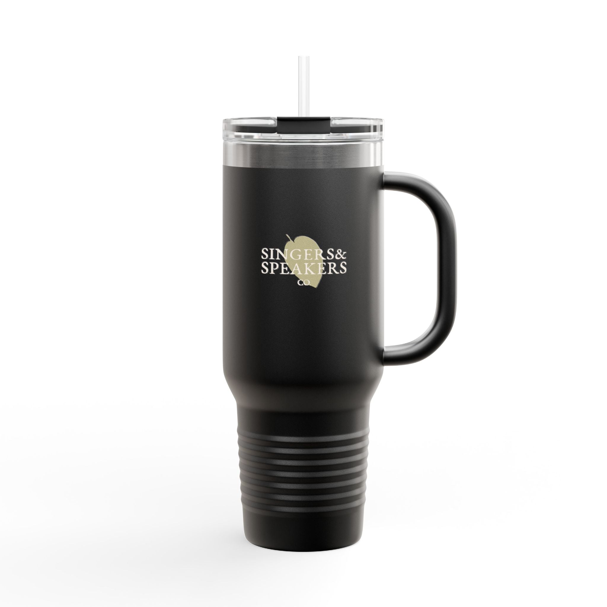 40oz Insulated Travel Mug — 'Singers & Speakers' Logo Stainless Steel Tumbler with Straw & Handle